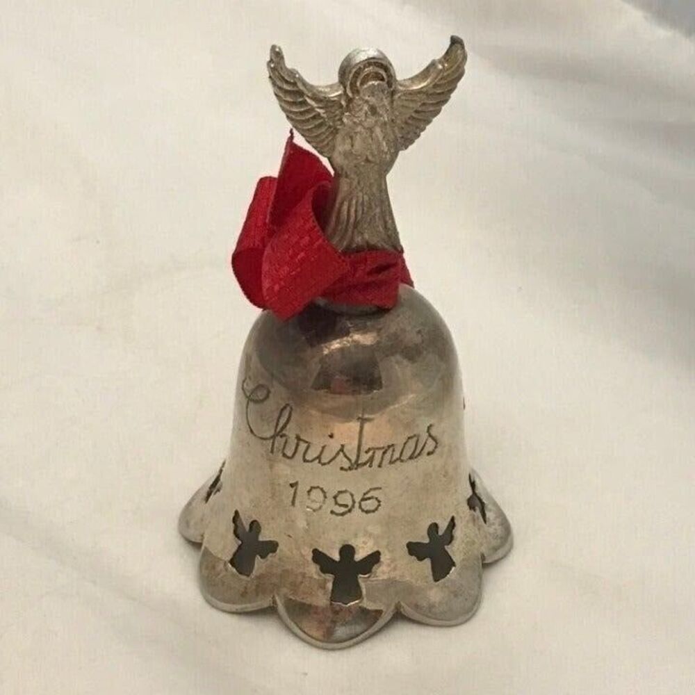 #1403 Angel Bell India International hand made silver plate 3.75 X 2.25 IN